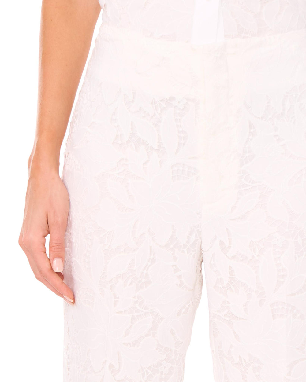 Women LACE FRONT PLEAT SUITING PANT - White - Ted Baker