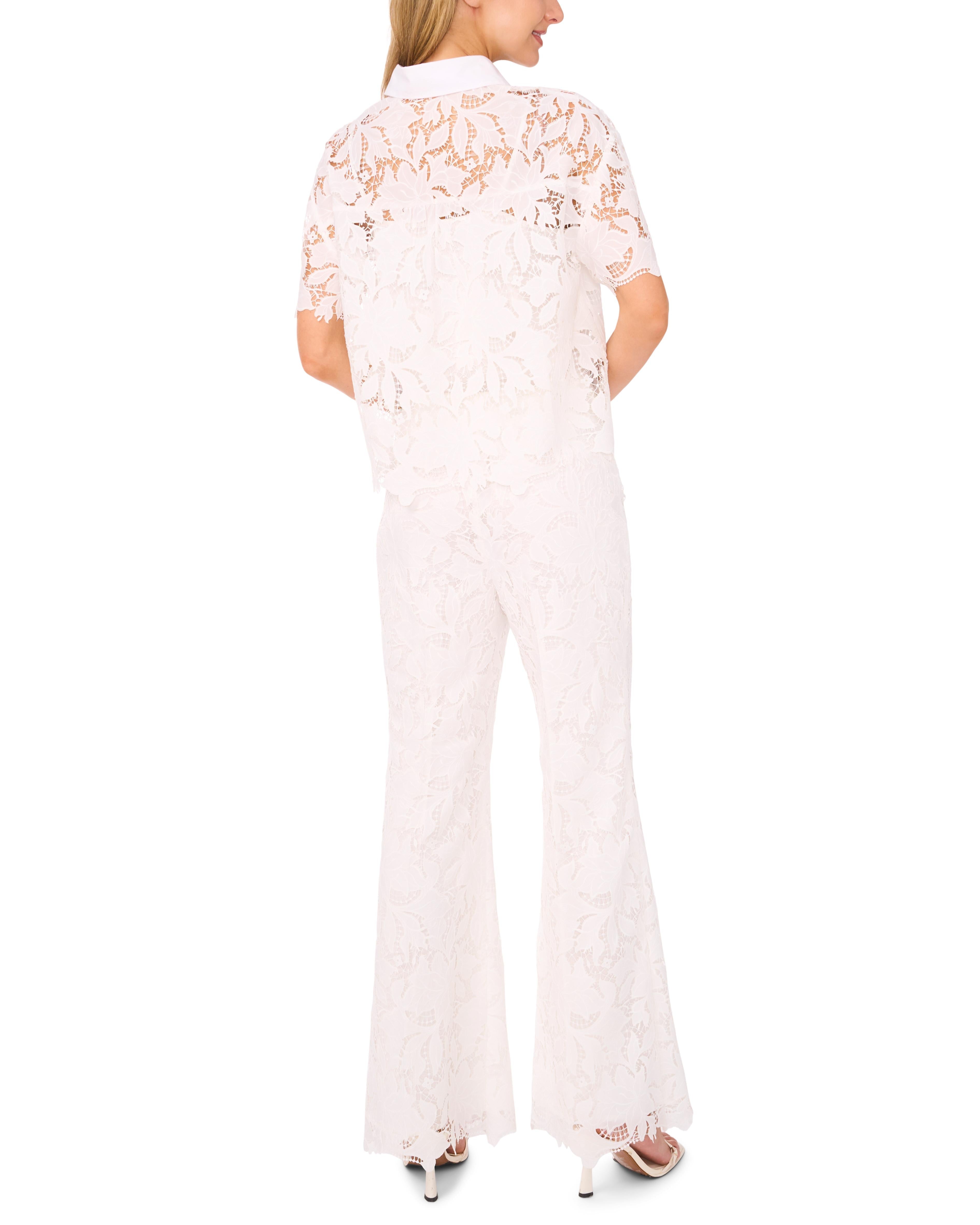 Women LACE FRONT PLEAT SUITING PANT - White - Ted Baker