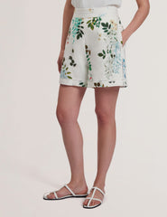 Women VYLLA - Floral High Waist Linen Shorts With Trim Detail - Ted Baker