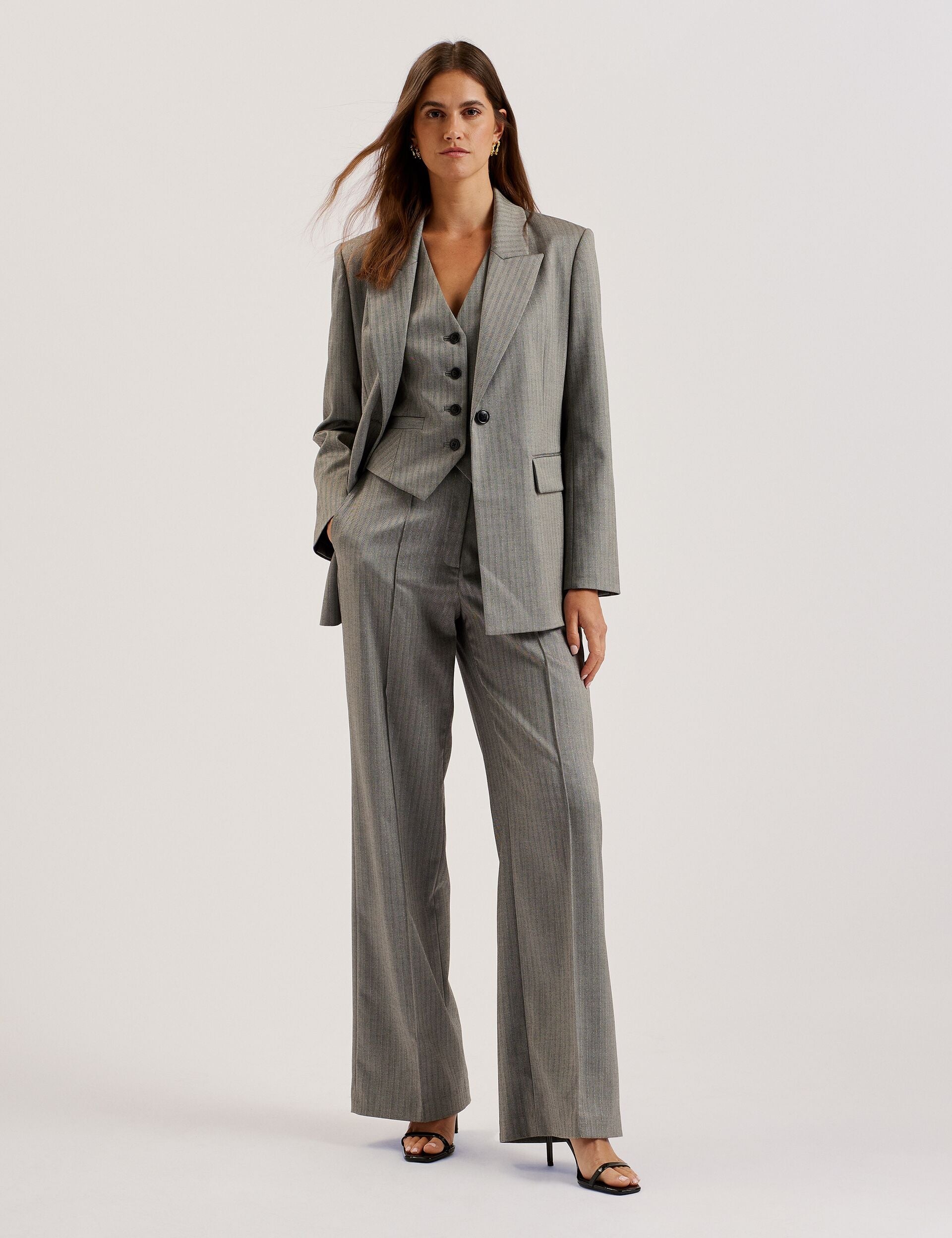 Women KOAT - Herringbone Wide Leg Tailored Trousers - Ted Baker