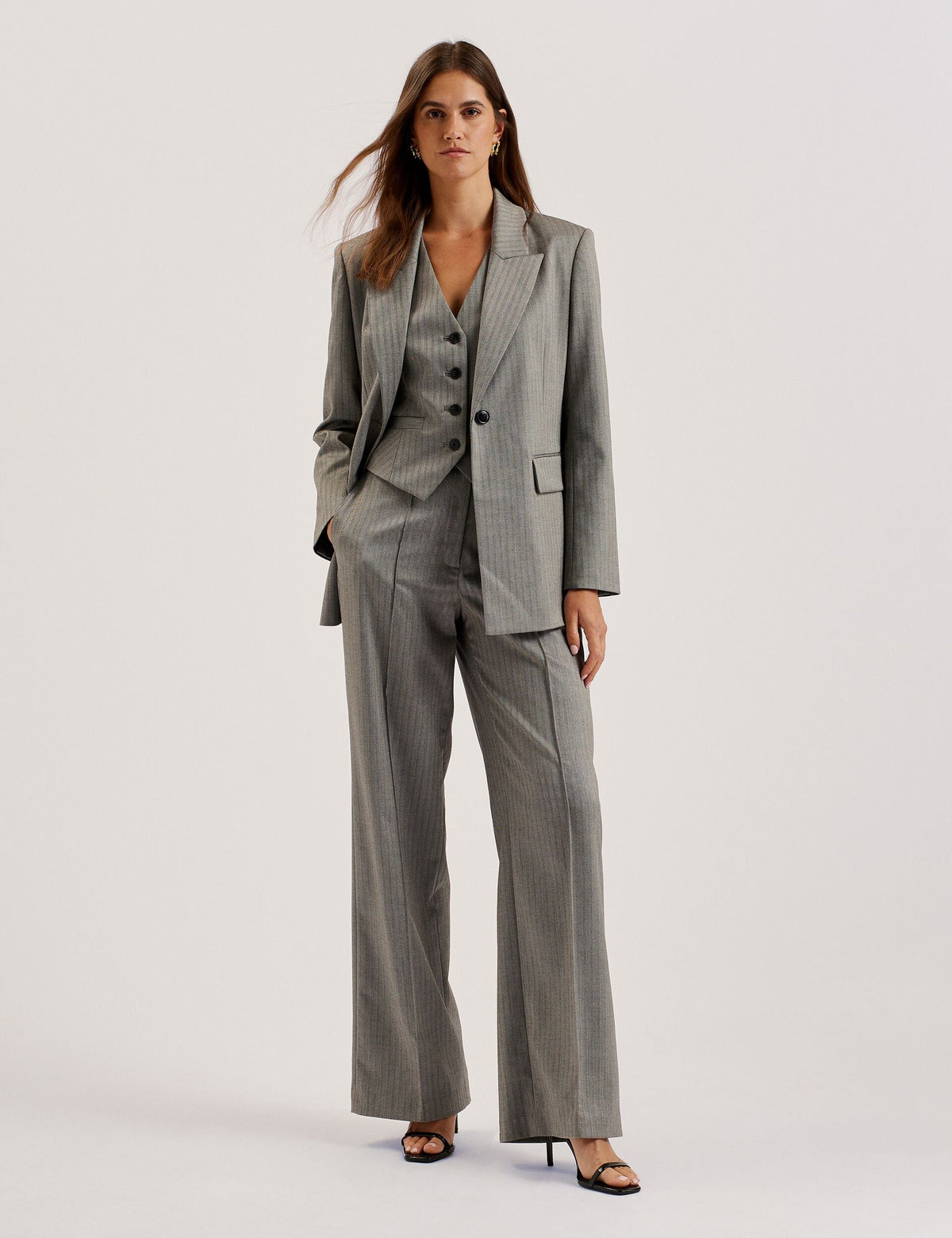 Women KOAT - Herringbone Wide Leg Tailored Trousers - Ted Baker