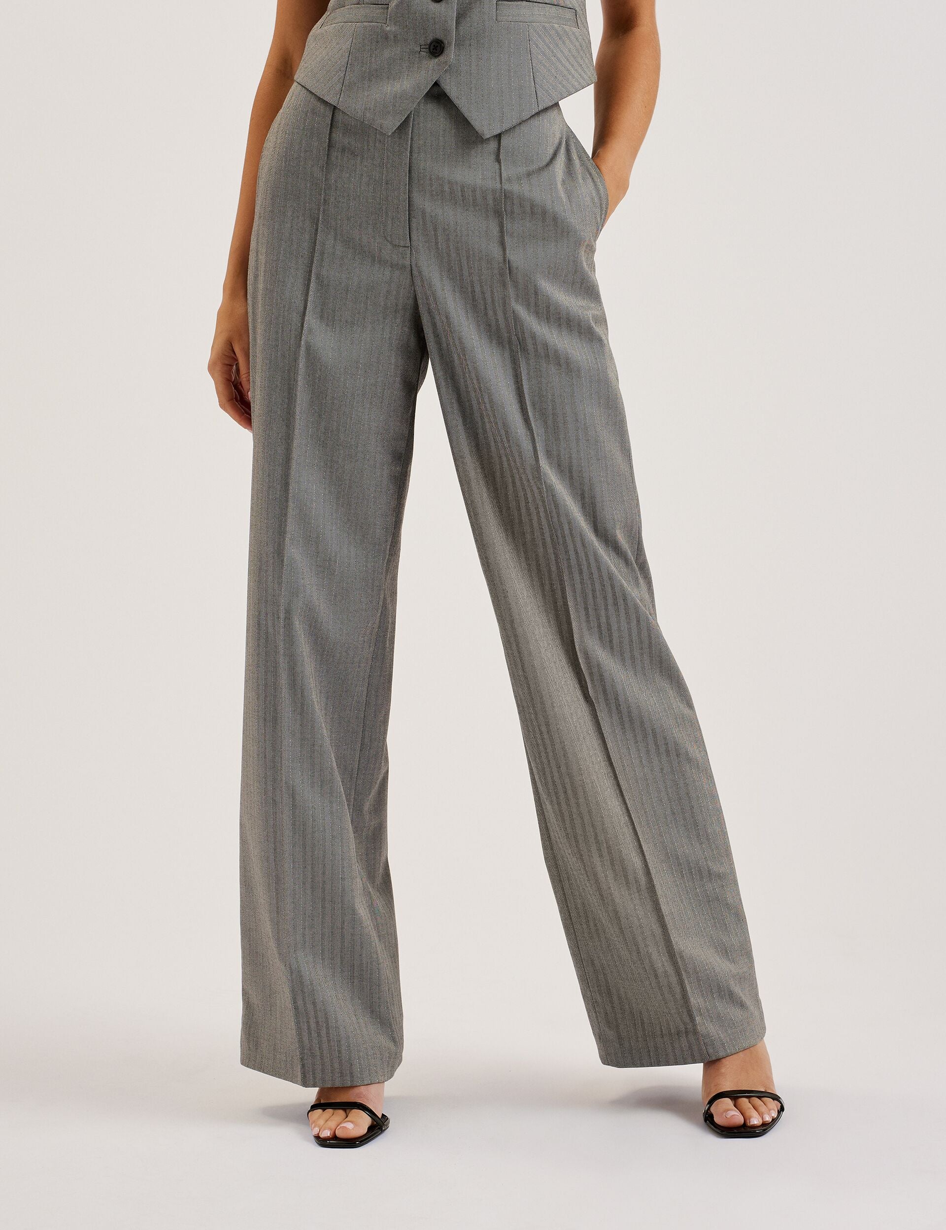 Women KOAT - Herringbone Wide Leg Tailored Trousers - Ted Baker