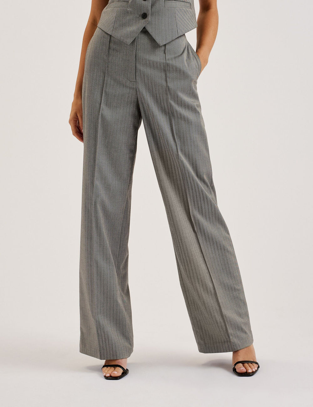 Women KOAT - Herringbone Wide Leg Tailored Trousers - Ted Baker
