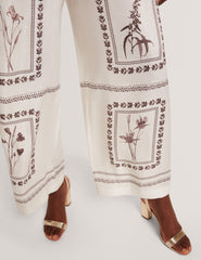 Women ORNITHA - Panel Print Silk Linen Wide Leg Trousers - Ted Baker