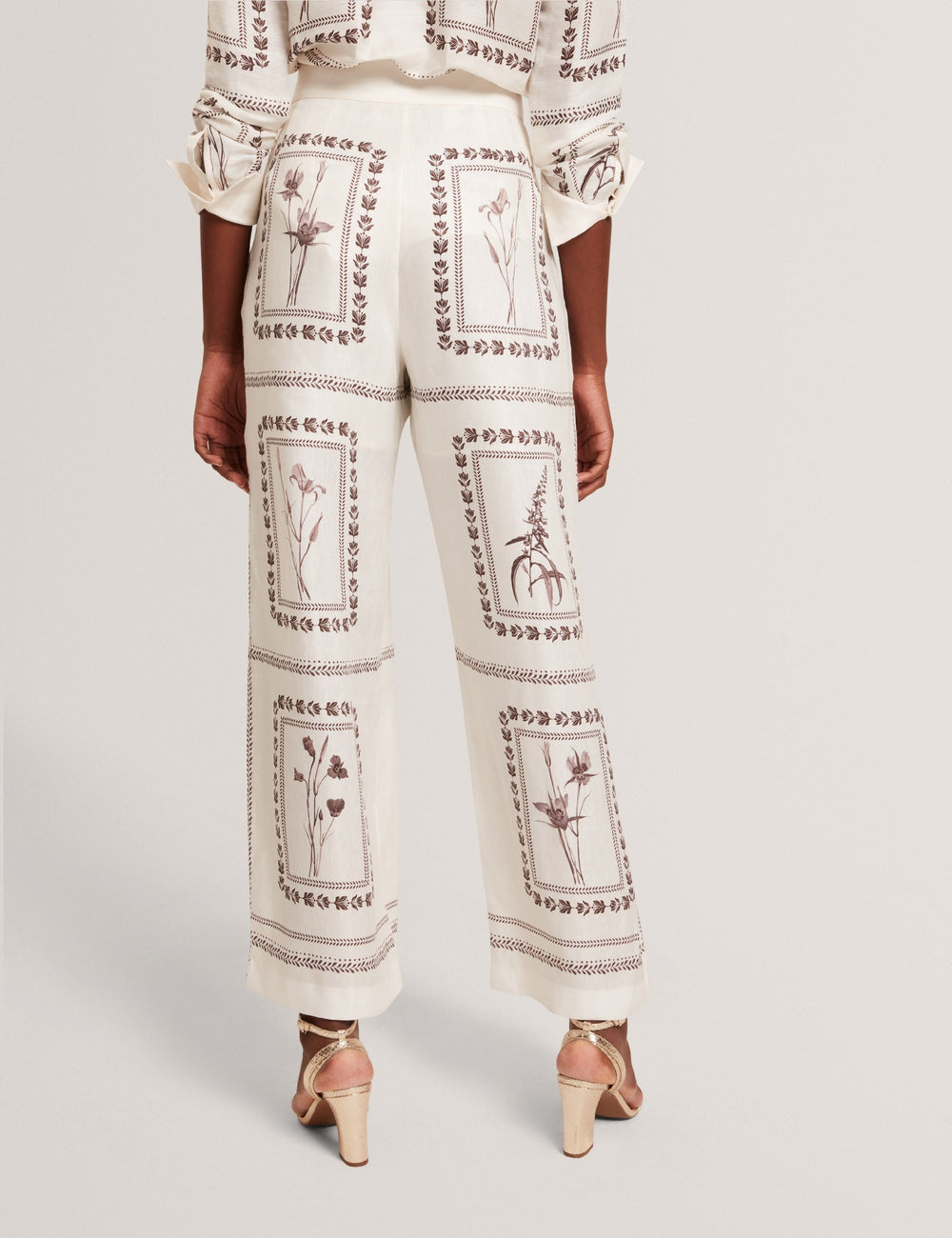 Women ORNITHA - Panel Print Silk Linen Wide Leg Trousers - Ted Baker