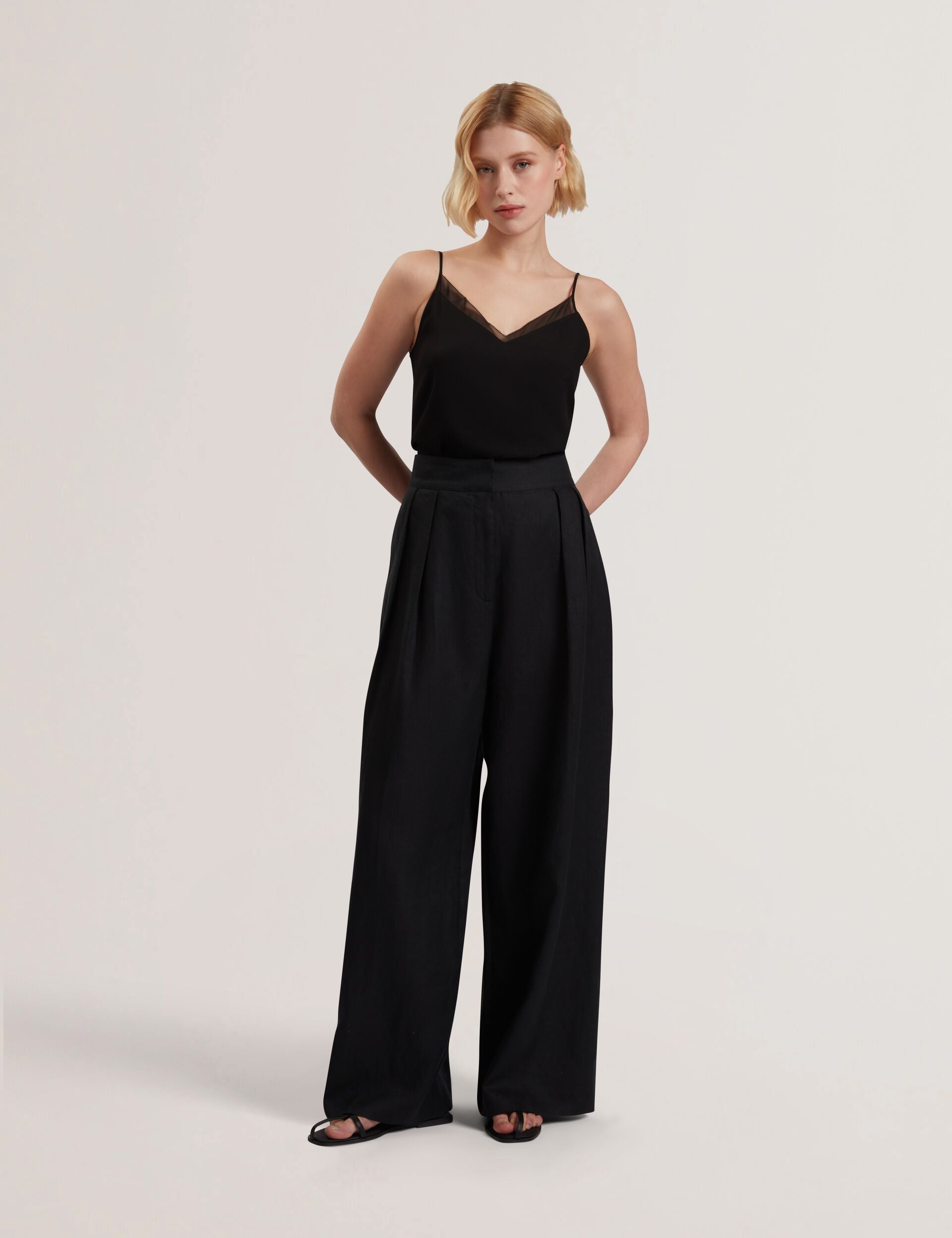 Women KYFAAT - Pure Linen Tailored Wide Leg Trousers - Ted Baker