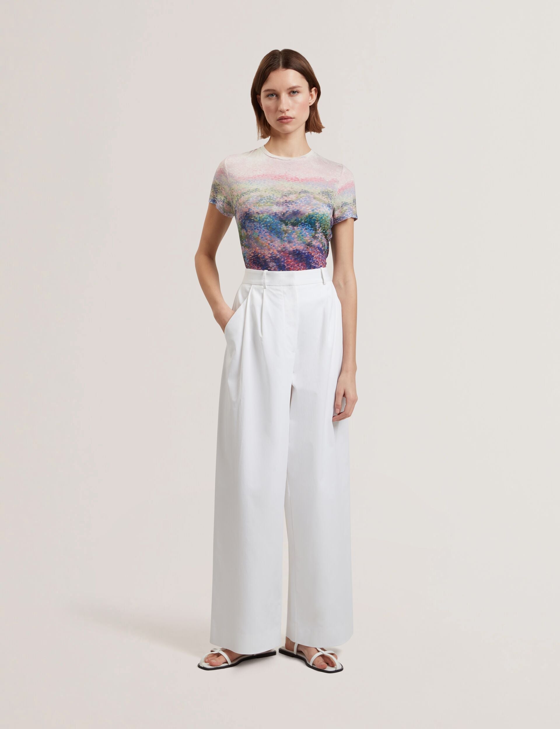 Women ZOZIA - Cotton Pleated Front Wide Leg Trousers - Ted Baker
