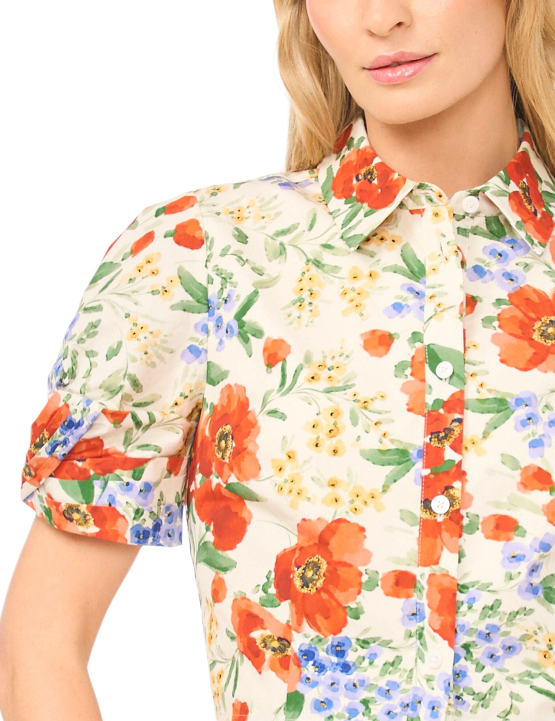 Women ISADORA Floral Twist Sleeve Cropped Shirt - Ted Baker