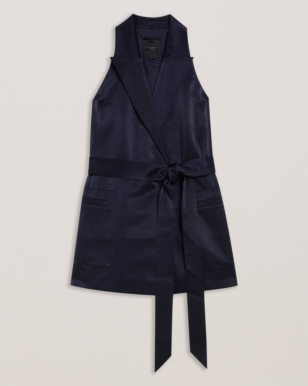 Women TEERU - Tailored Satin Longline Waistcoat with Belt - Ted Baker
