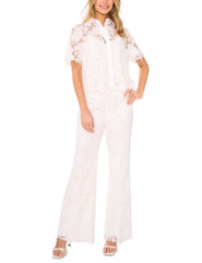 Women SHORT SLEEVE ALL OVER LACE BLOUSE - White - Ted Baker