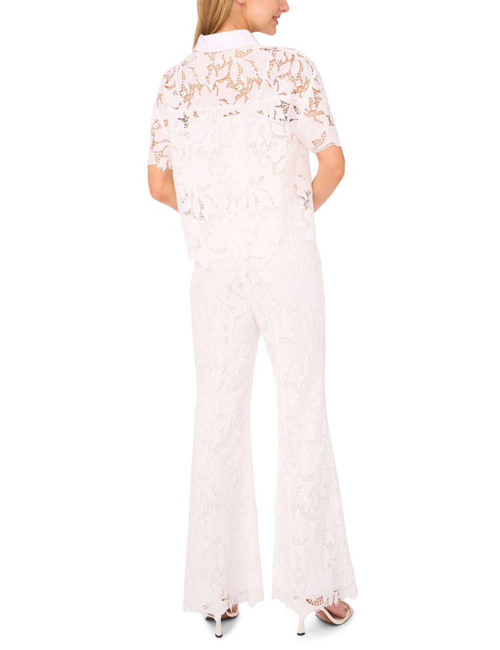 Women SHORT SLEEVE ALL OVER LACE BLOUSE - White - Ted Baker