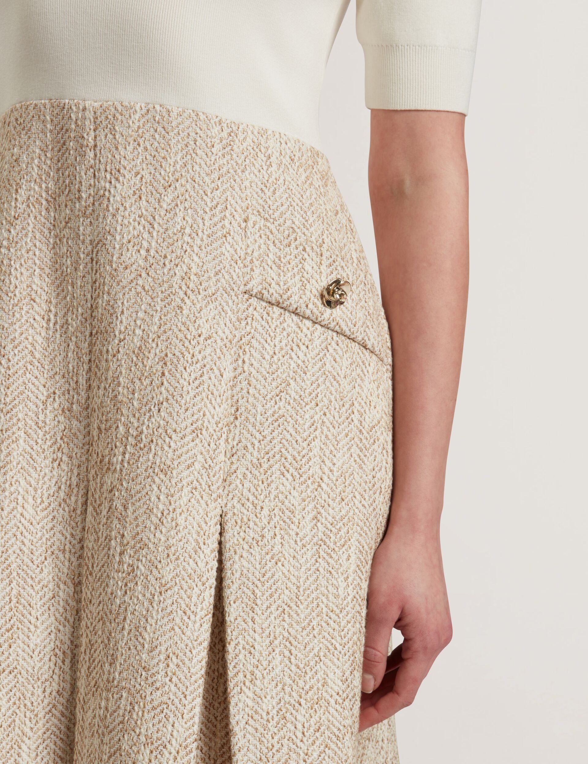 Women VULPAD - Pleated Boucle Mini Dress With Knit Bodice - Ted Baker