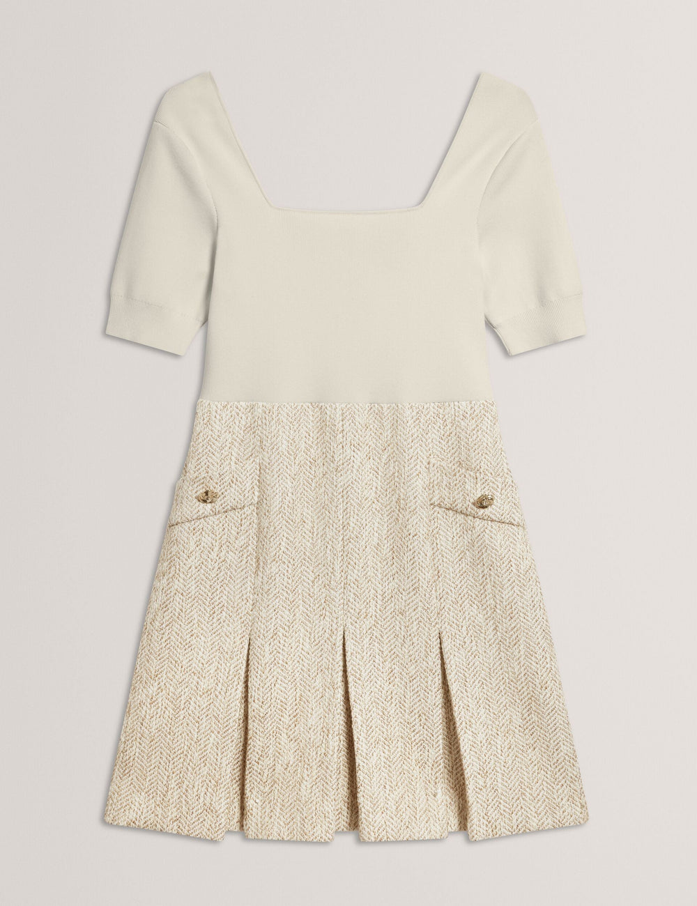 Women VULPAD - Pleated Boucle Mini Dress With Knit Bodice - Ted Baker