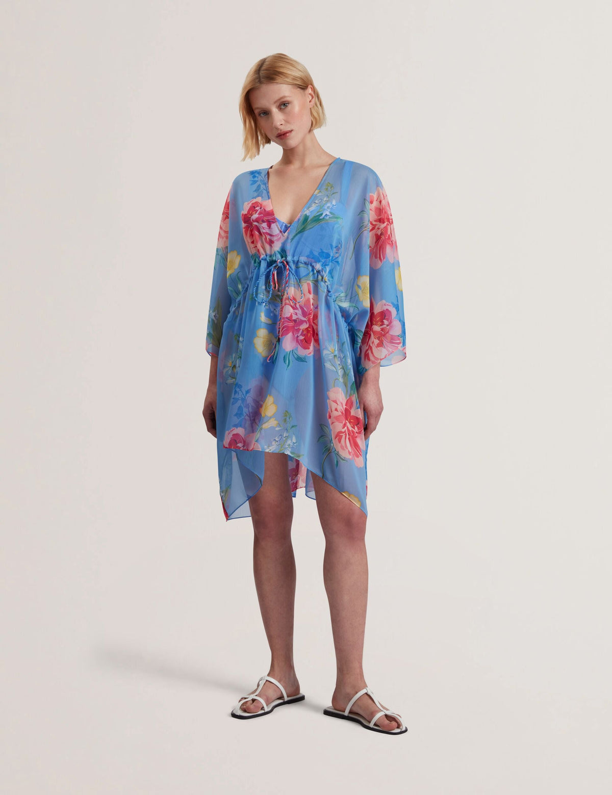 Women LARJA - Floral Print Chiffon Mini Beach Kaftan - Ted Baker