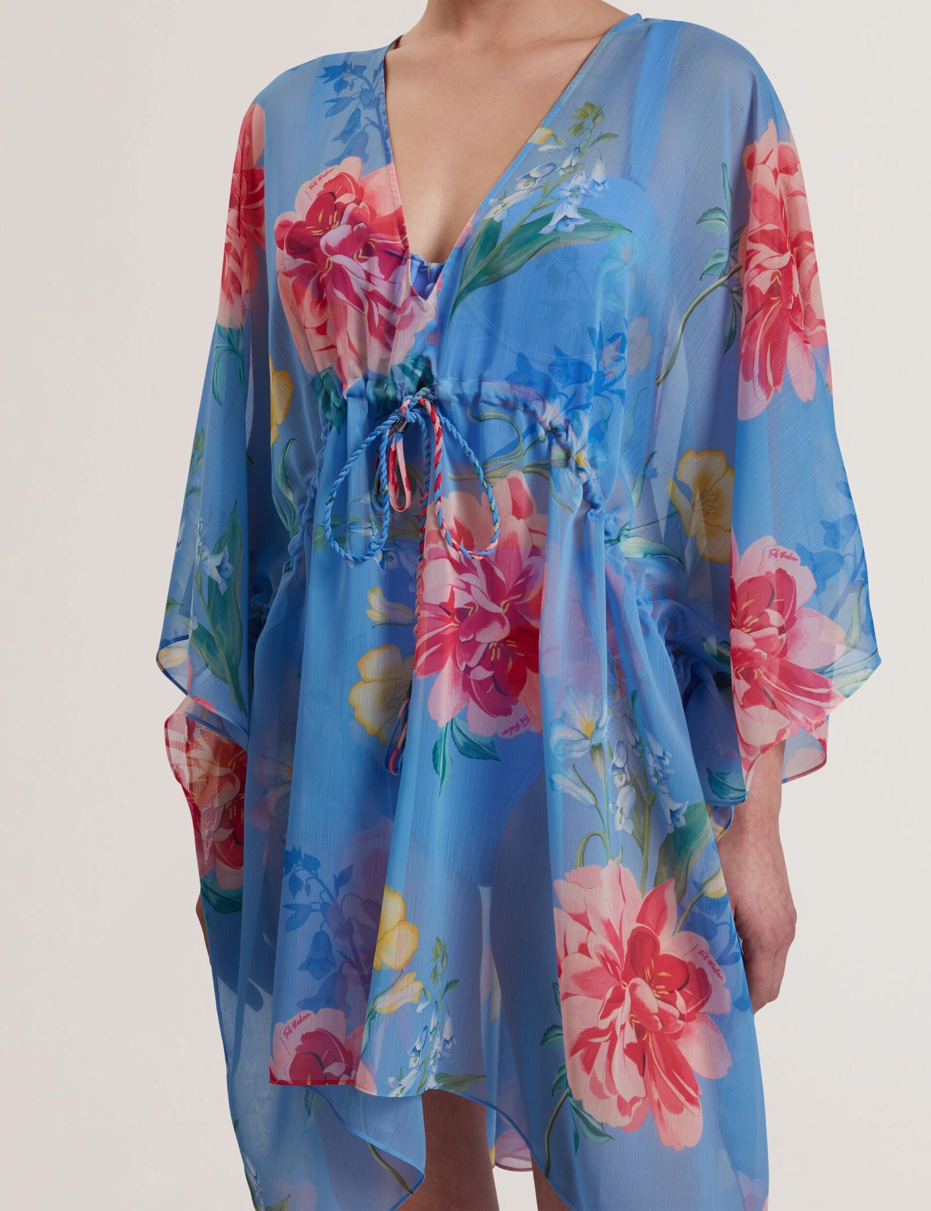 Women LARJA - Floral Print Chiffon Mini Beach Kaftan - Ted Baker