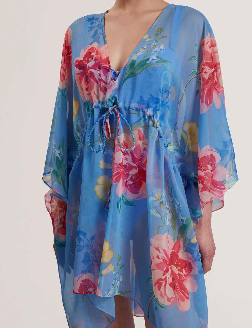 Women LARJA - Floral Print Chiffon Mini Beach Kaftan - Ted Baker