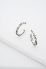 Women Medium Double Crystal Hoop Earrings - Ted Baker