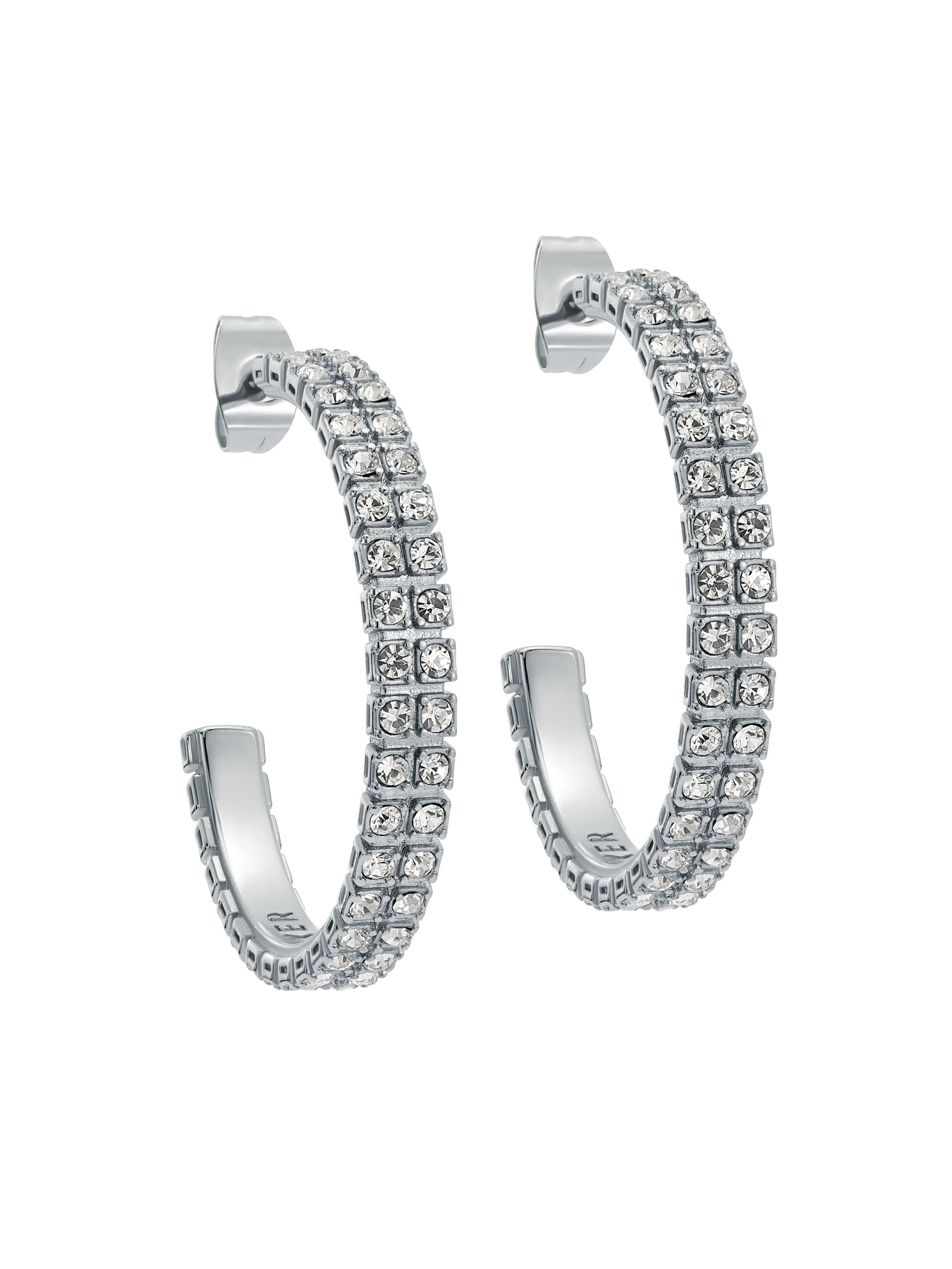 Women Medium Double Crystal Hoop Earrings - Ted Baker