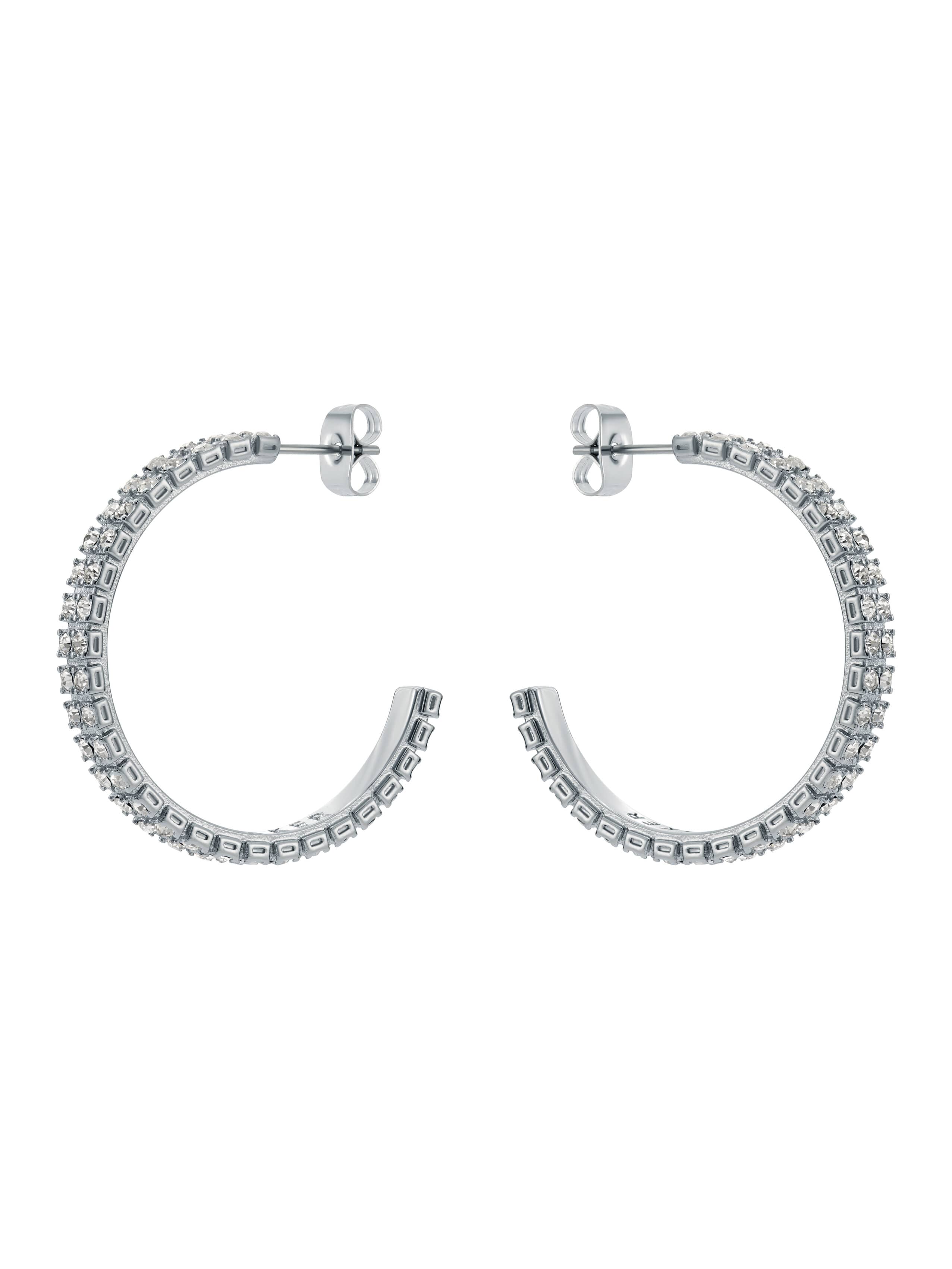 Women Medium Double Crystal Hoop Earrings - Ted Baker