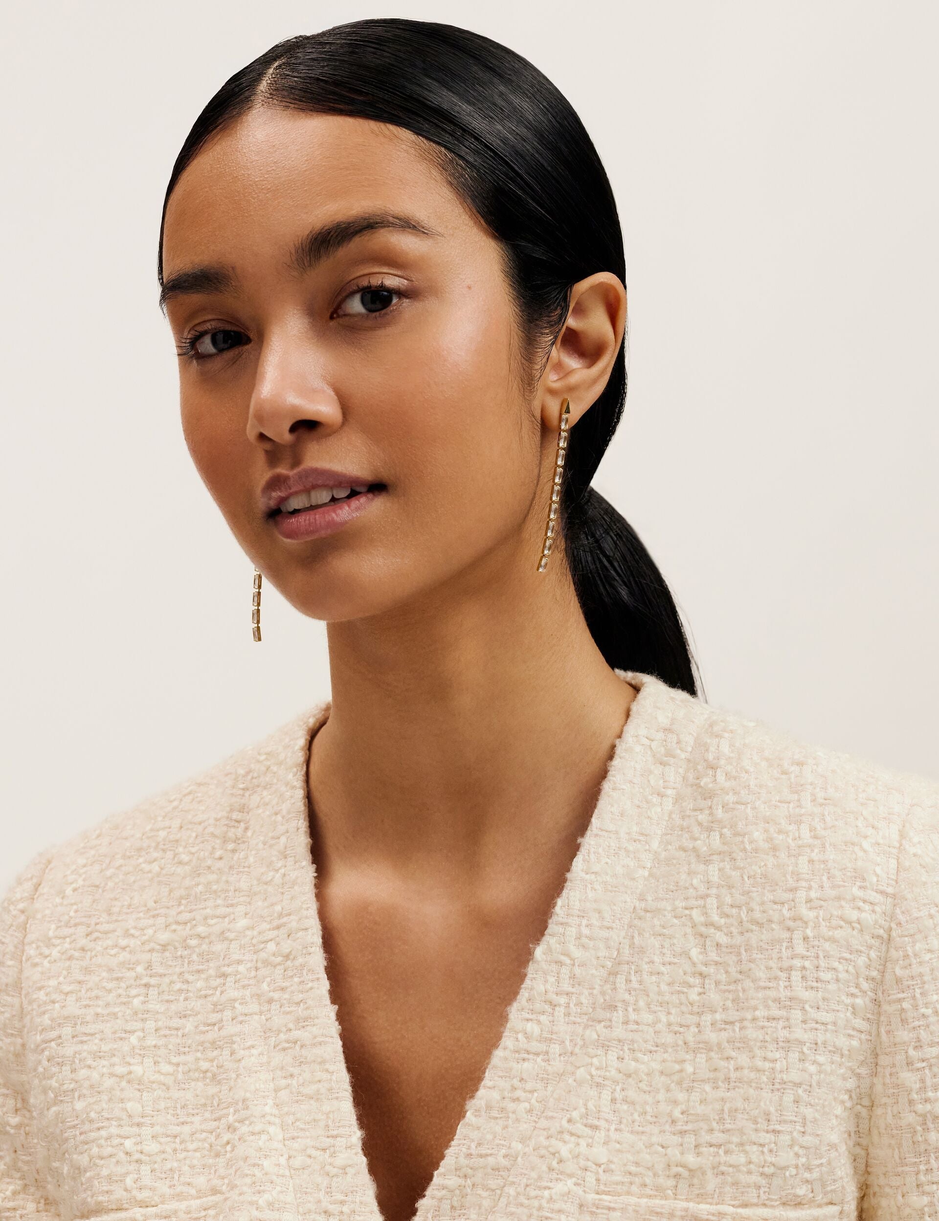 Women ISALIE - Baguette Crystal Long Drop Earrings - Ted Baker