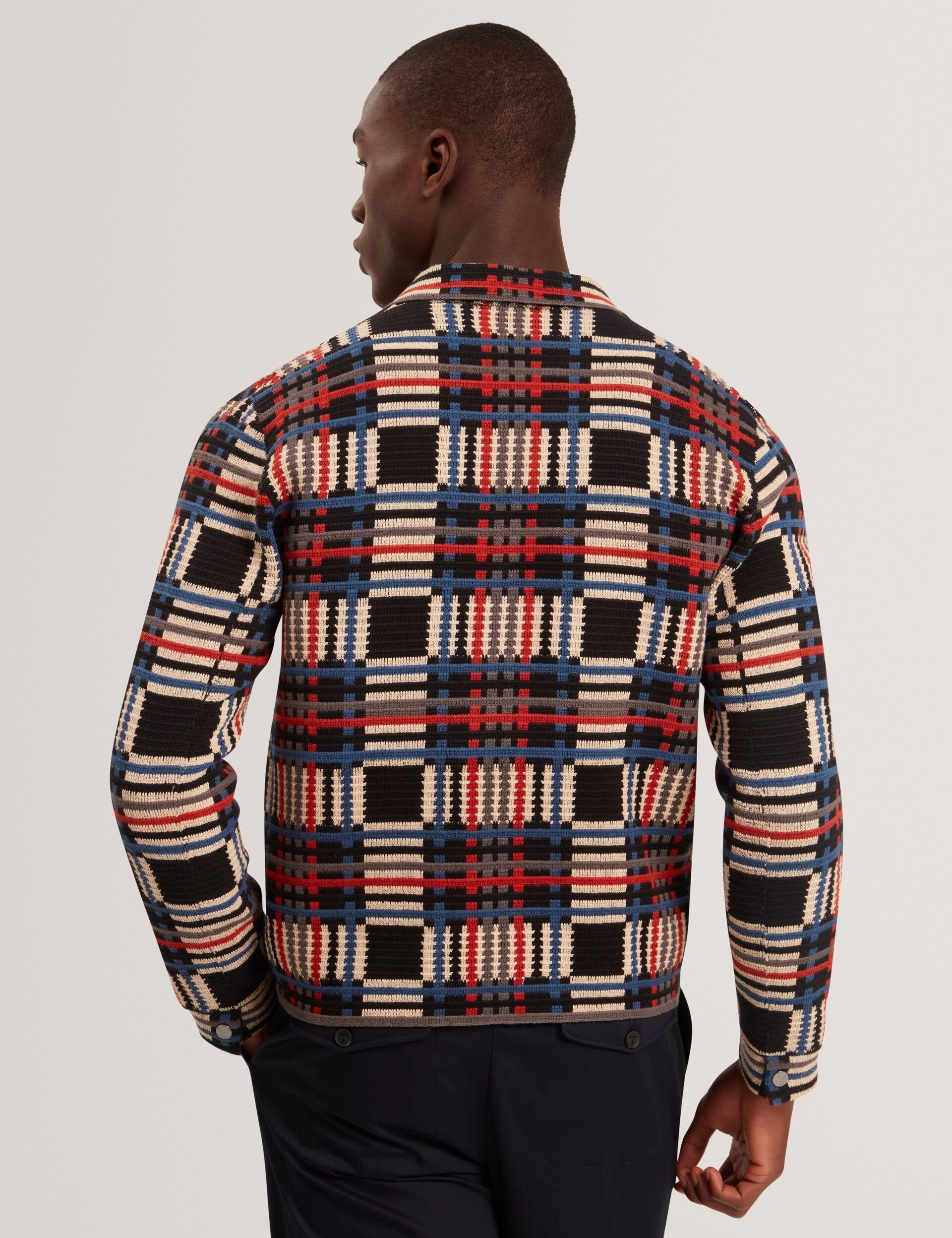 Men|Sale HENREIN Pure Cotton Patchwork Knit Zip Jacket - Ted Baker