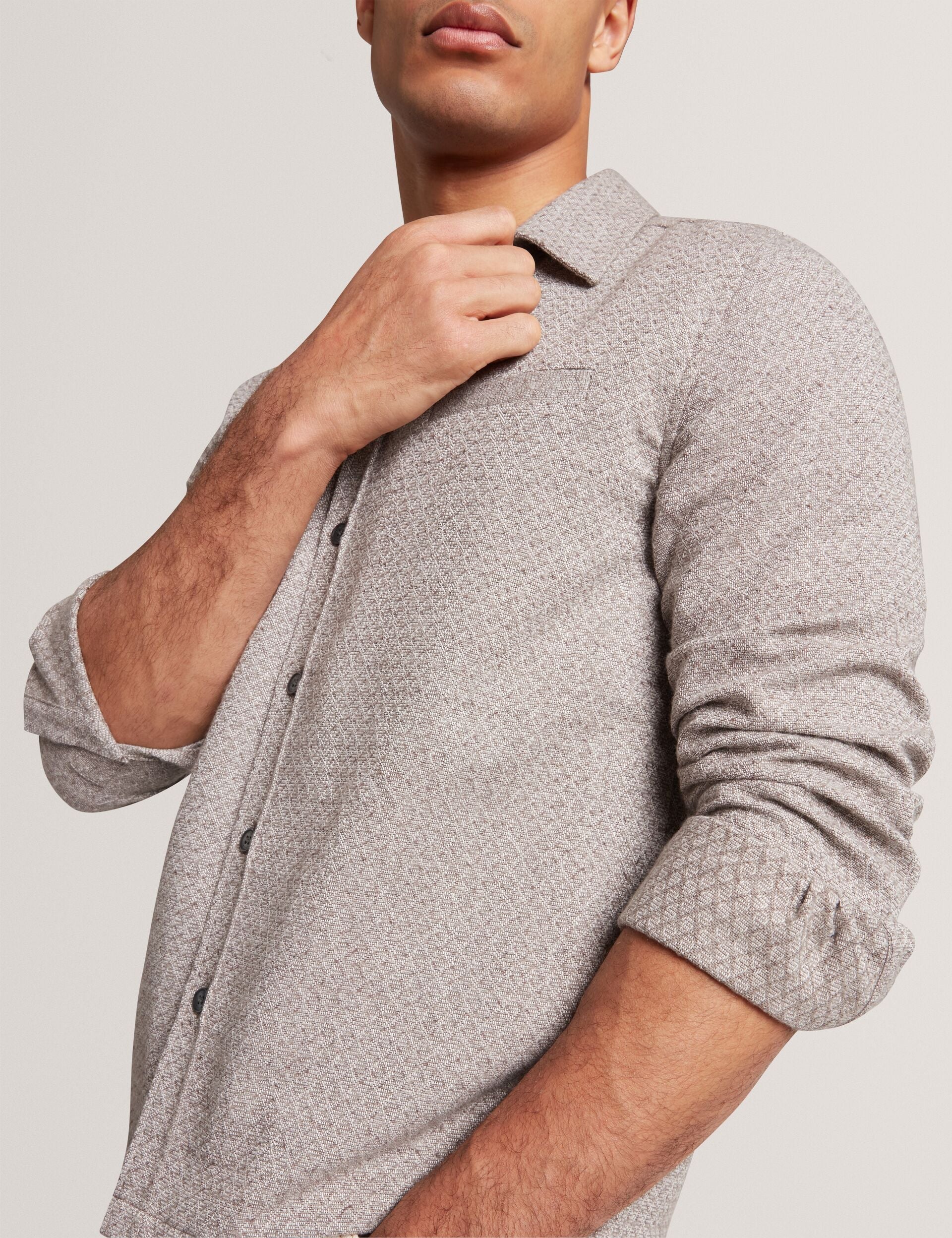 Men|Sale RYNEL Textured Weave Long Sleeve Overshirt - Ted Baker