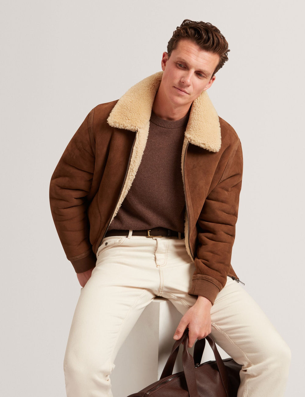 Men|Sale WALD Shearling Leather Aviator Jacket - Ted Baker