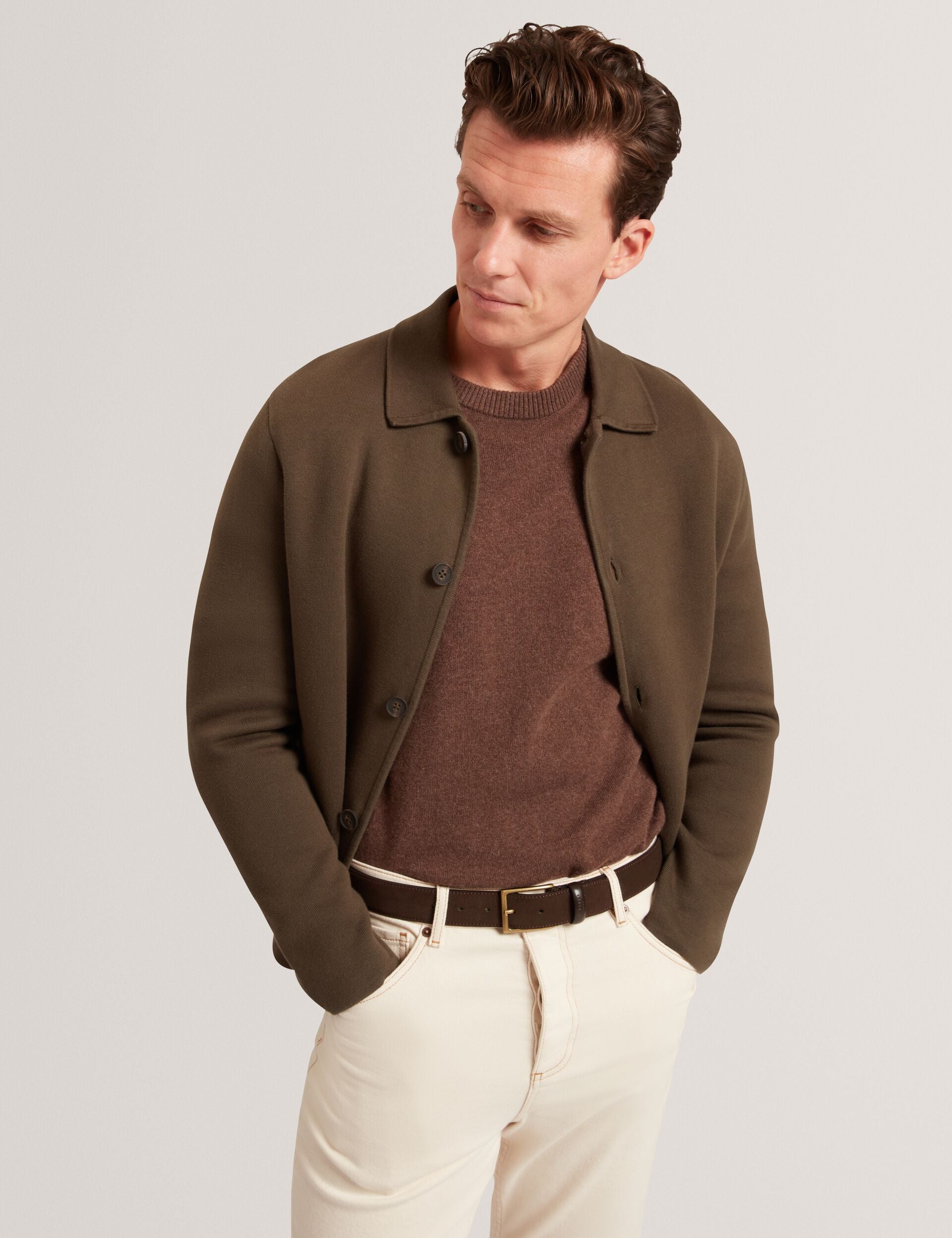 Men|Sale FREDER Knitted Cotton Blend Cardigan Jacket - Ted Baker