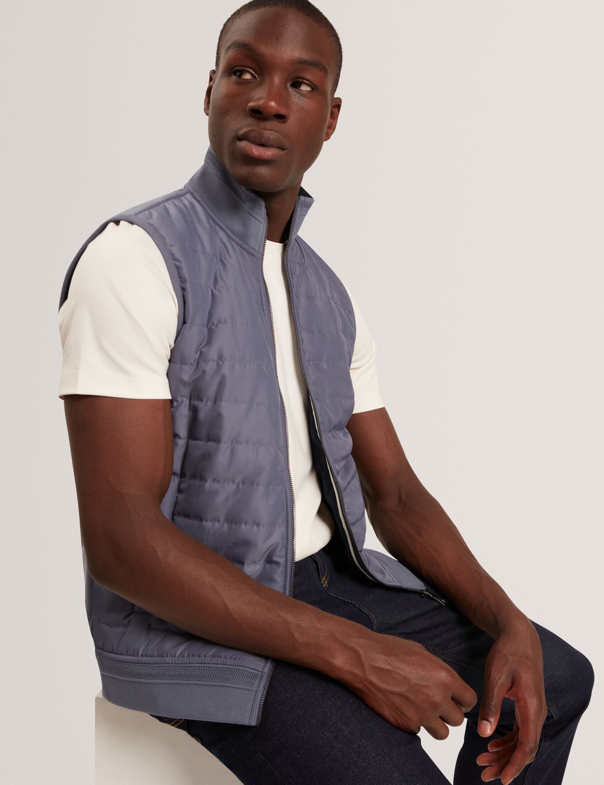 Men|Sale PAFAVOR Quilted Front Funnel Neck Zip-Up Gilet - Ted Baker