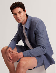 Men ASHLEYJ Linen Cotton Zip-Up Harrington Jacket - Ted Baker