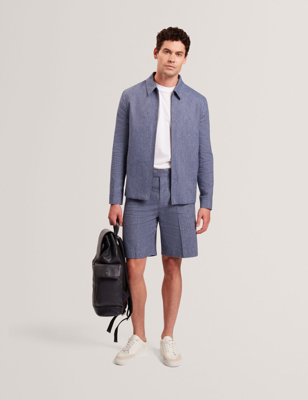 Men ASHLEYJ Linen Cotton Zip-Up Harrington Jacket - Ted Baker