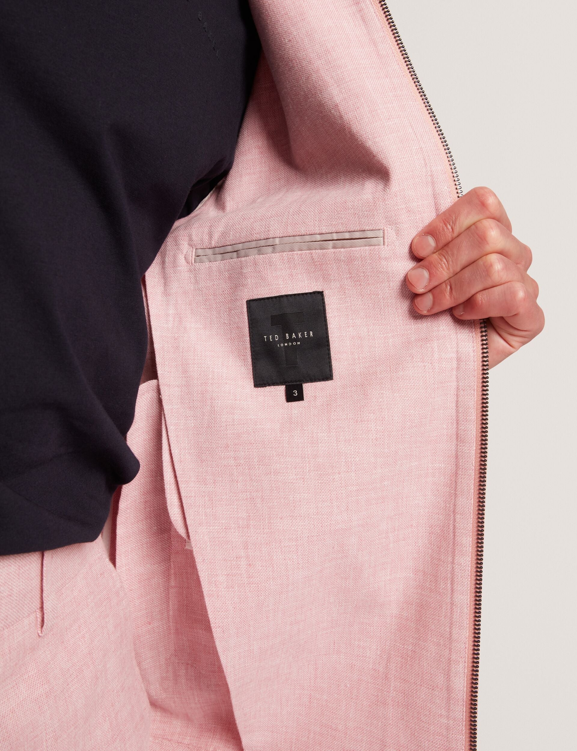 Men ASHLEYJ Linen Cotton Zip-Up Harrington Jacket - Ted Baker