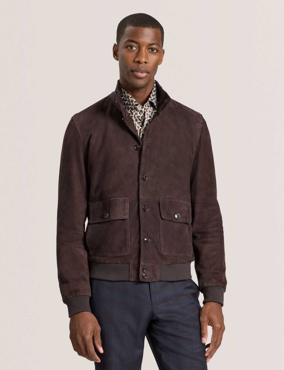 Men|Sale WEIR - Suede Button Front Jacket - Ted Baker