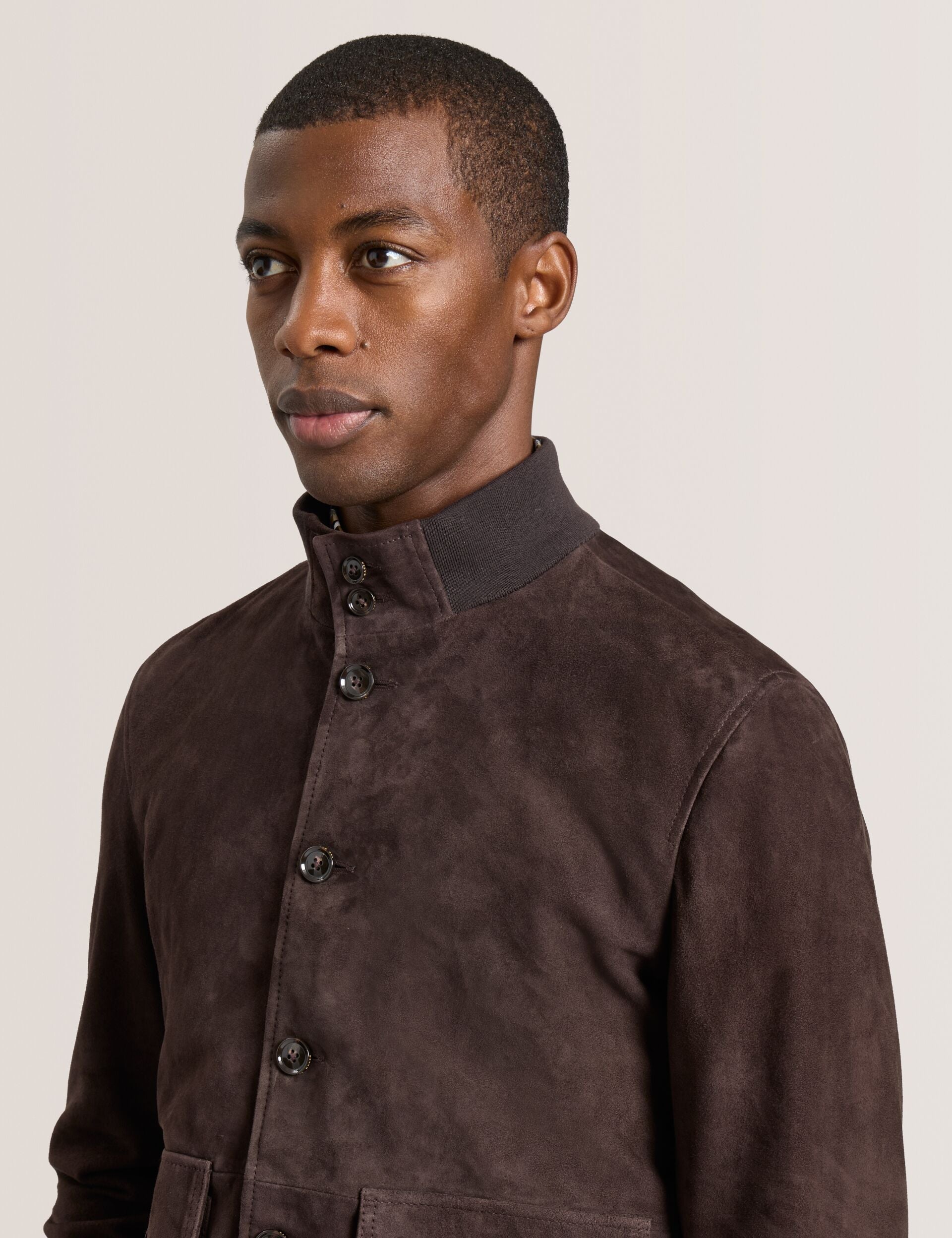 Men|Sale WEIR - Suede Button Front Jacket - Ted Baker