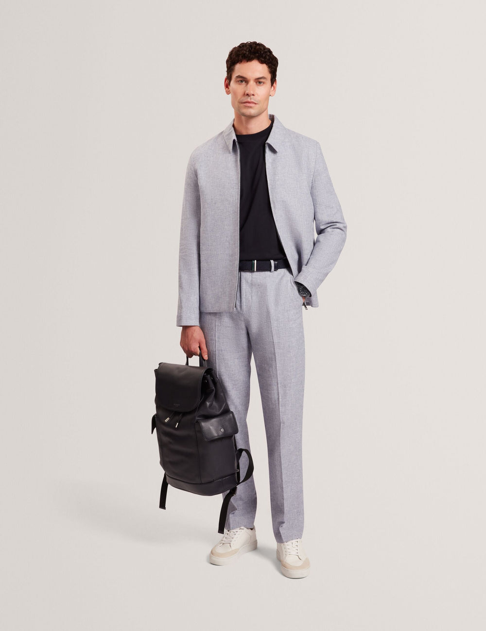 Men ASHLEYJ Linen Cotton Zip-Up Harrington Jacket - Ted Baker