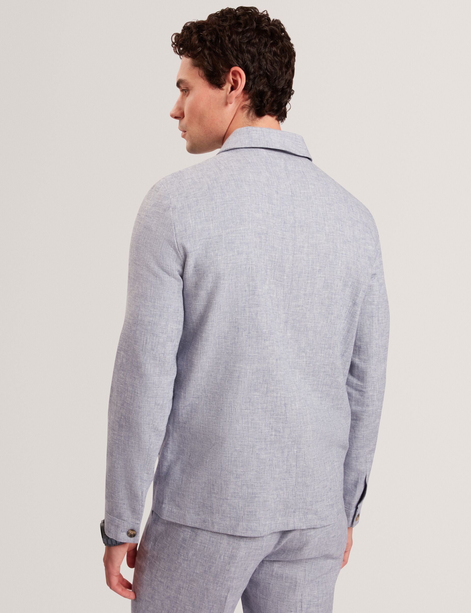 Men ASHLEYJ Linen Cotton Zip-Up Harrington Jacket - Ted Baker