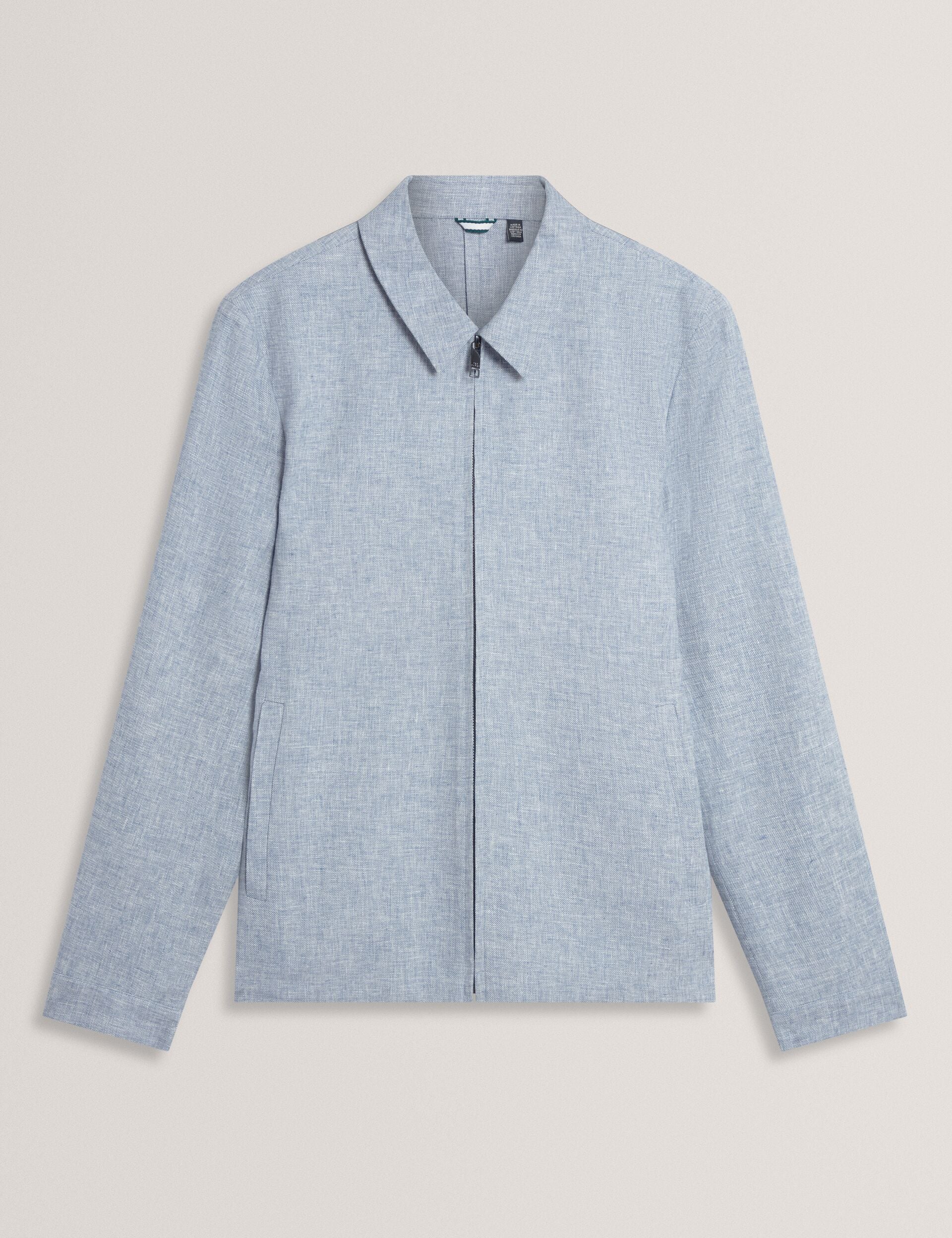 Men ASHLEYJ Linen Cotton Zip-Up Harrington Jacket - Ted Baker