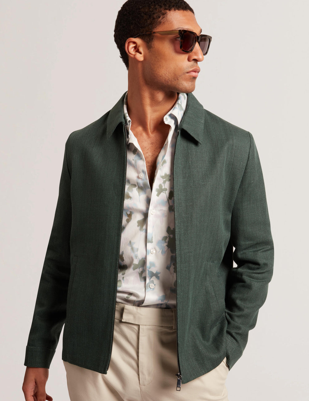 Men KUMARH - Linen Blend Zip Up Harrington Jacket - Ted Baker