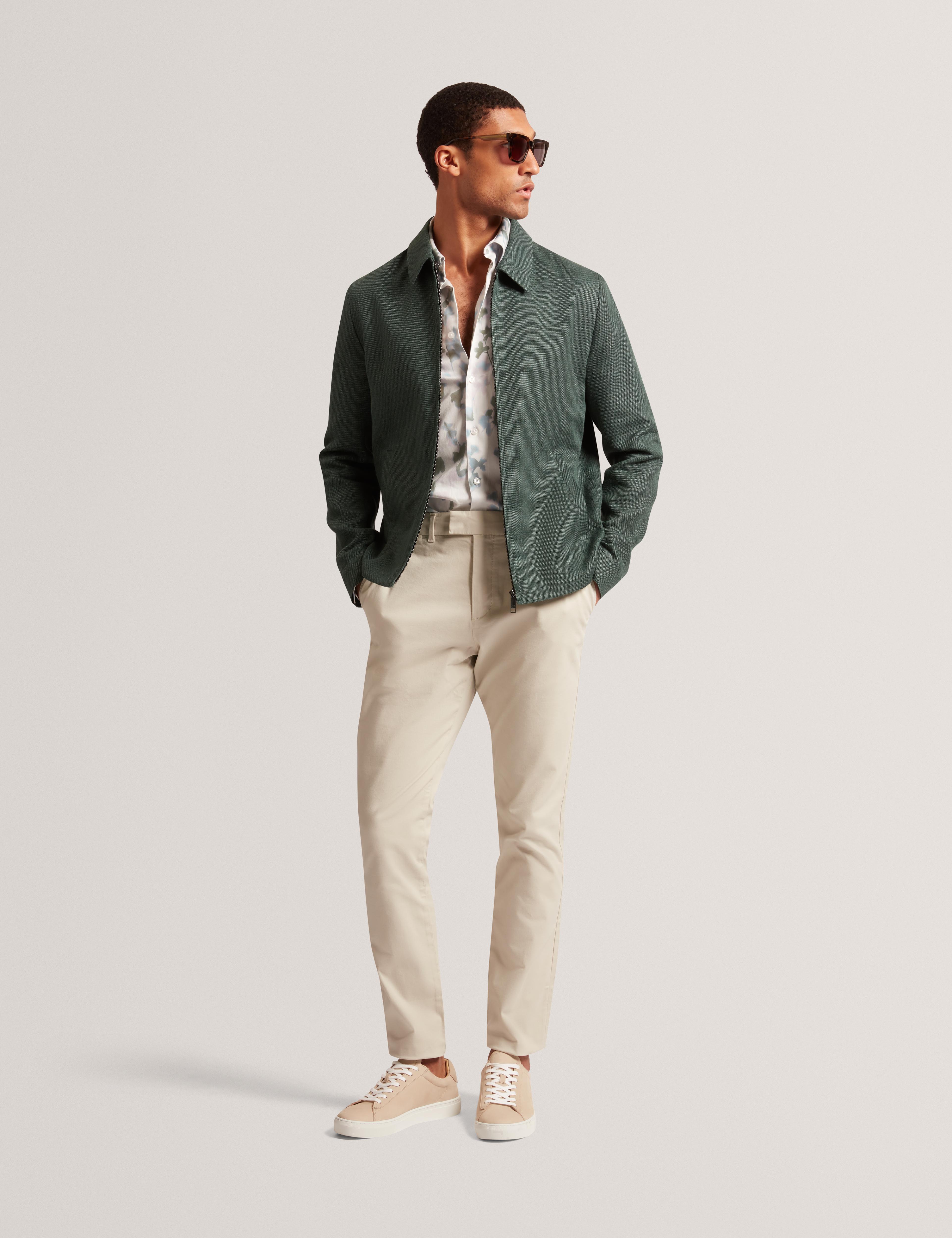 Men KUMARH - Linen Blend Zip Up Harrington Jacket - Ted Baker