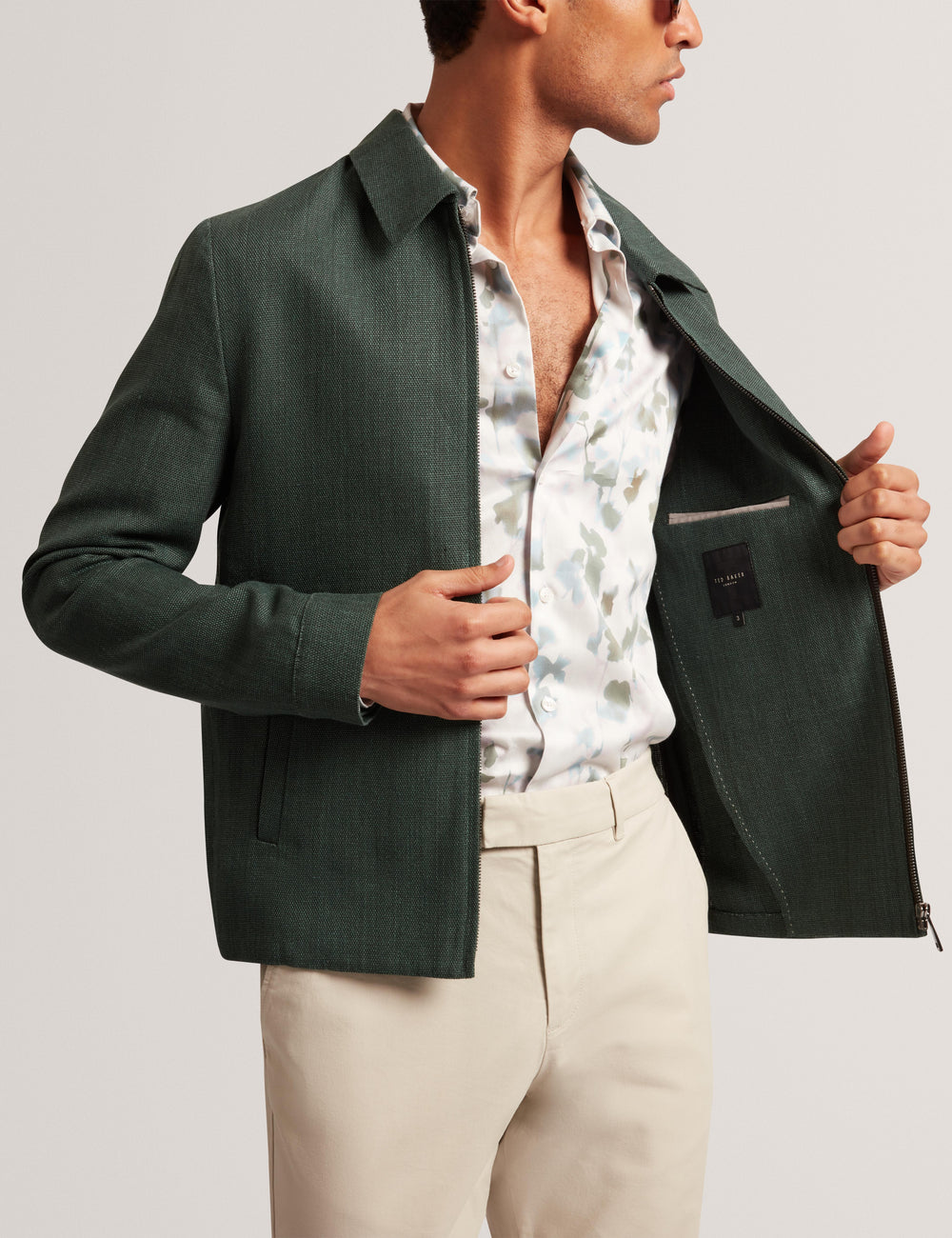 Men KUMARH - Linen Blend Zip Up Harrington Jacket - Ted Baker