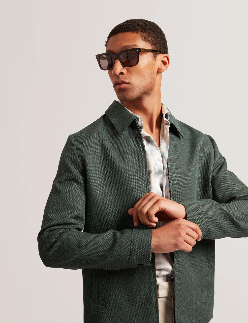 Men KUMARH - Linen Blend Zip Up Harrington Jacket - Ted Baker