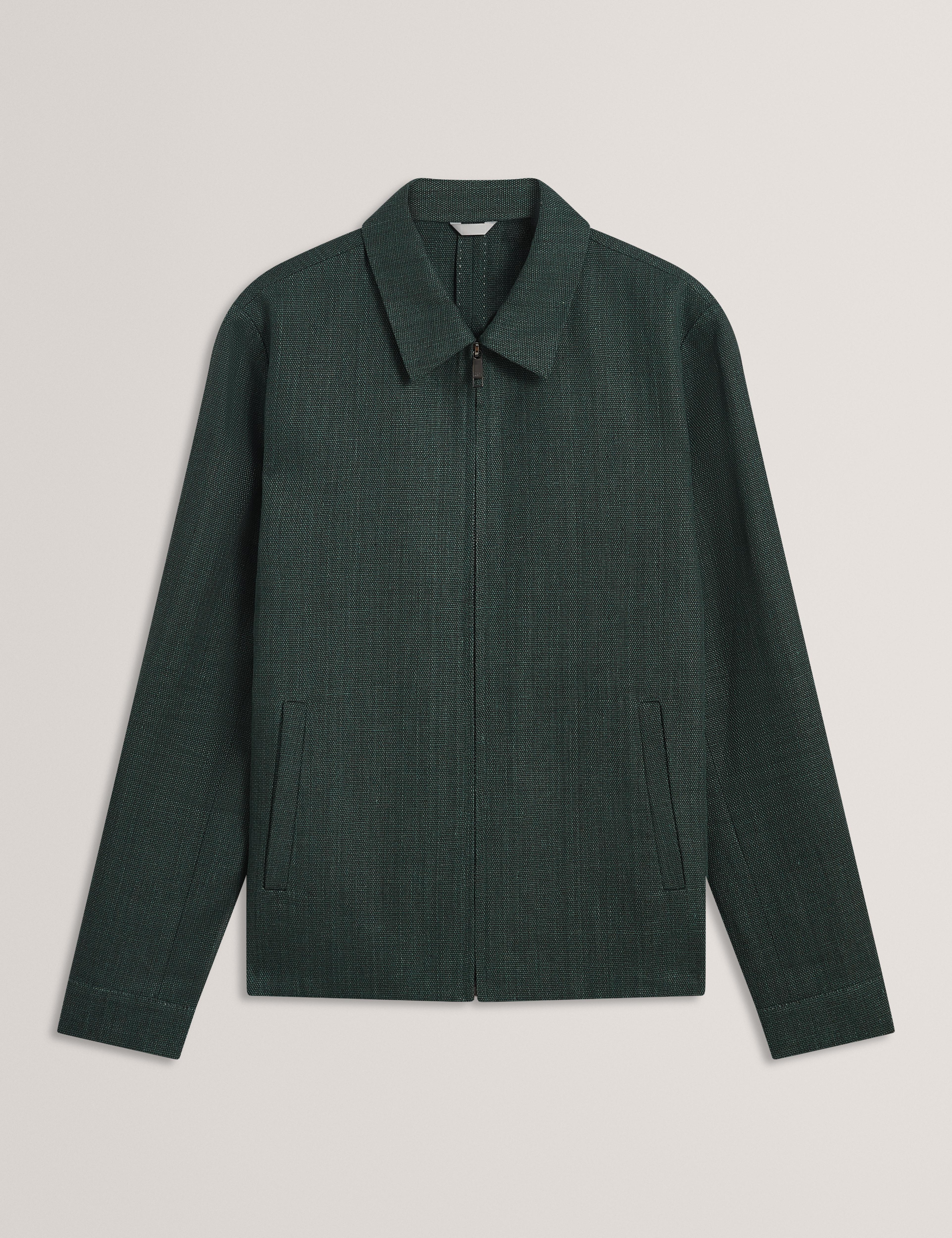 Men KUMARH - Linen Blend Zip Up Harrington Jacket - Ted Baker