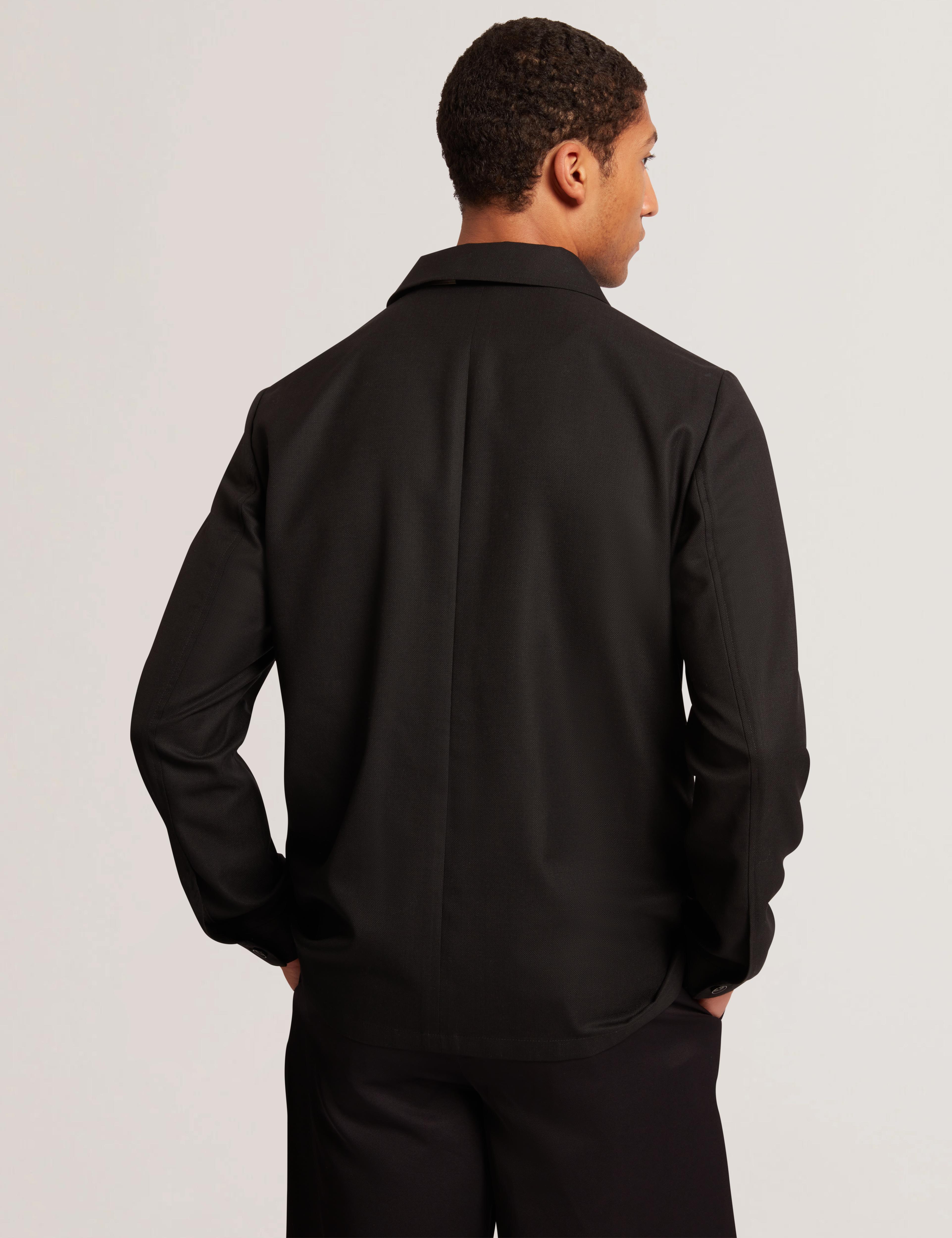 Men SELWYNJ - Black Lightweight Wool Blend Shirt Jacket - Ted Baker