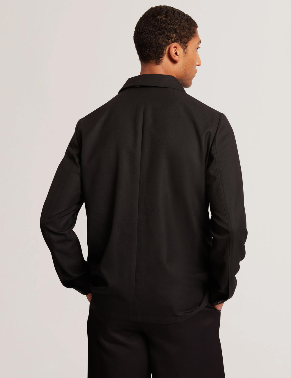 Men SELWYNJ - Black Lightweight Wool Blend Shirt Jacket - Ted Baker