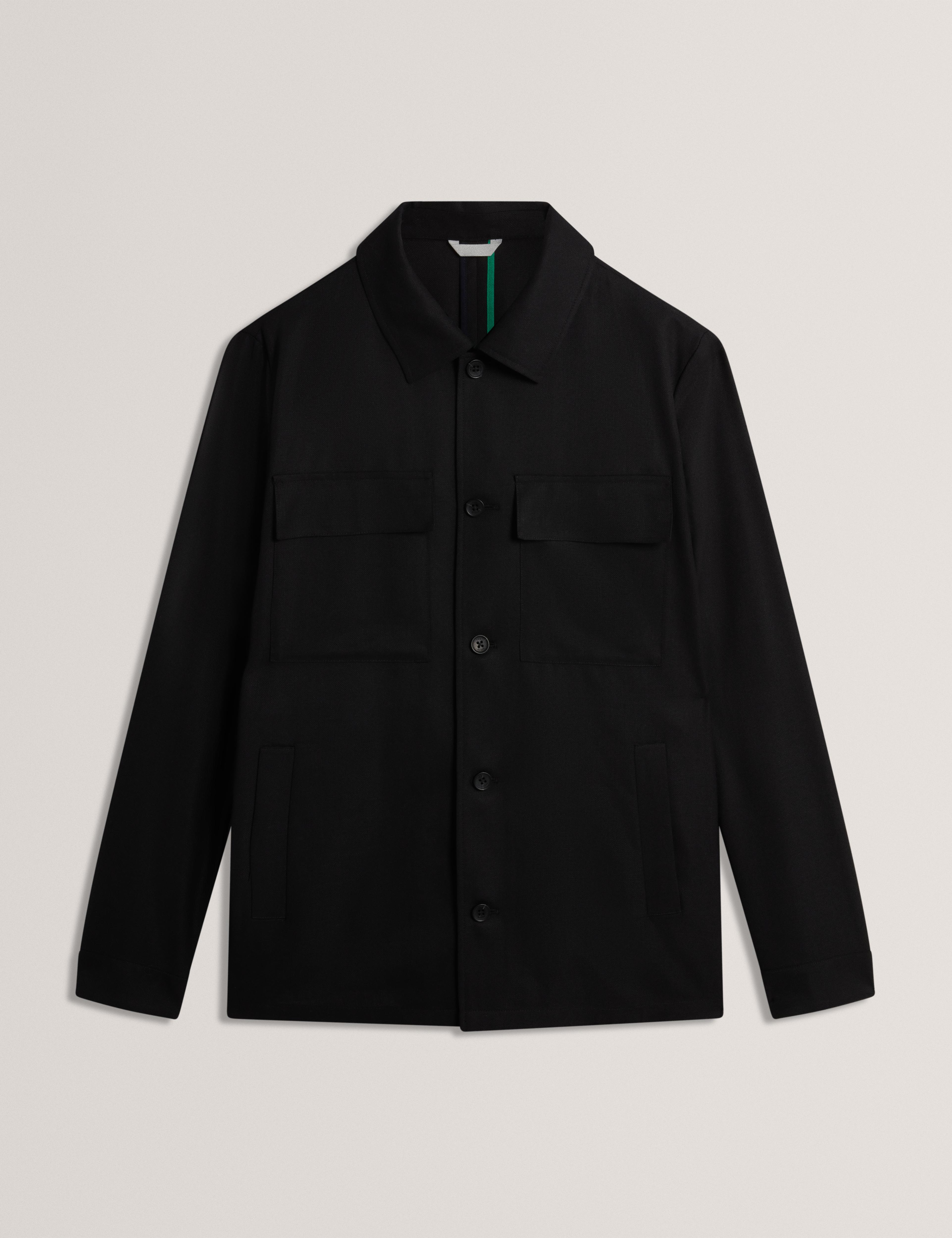 Men SELWYNJ - Black Lightweight Wool Blend Shirt Jacket - Ted Baker