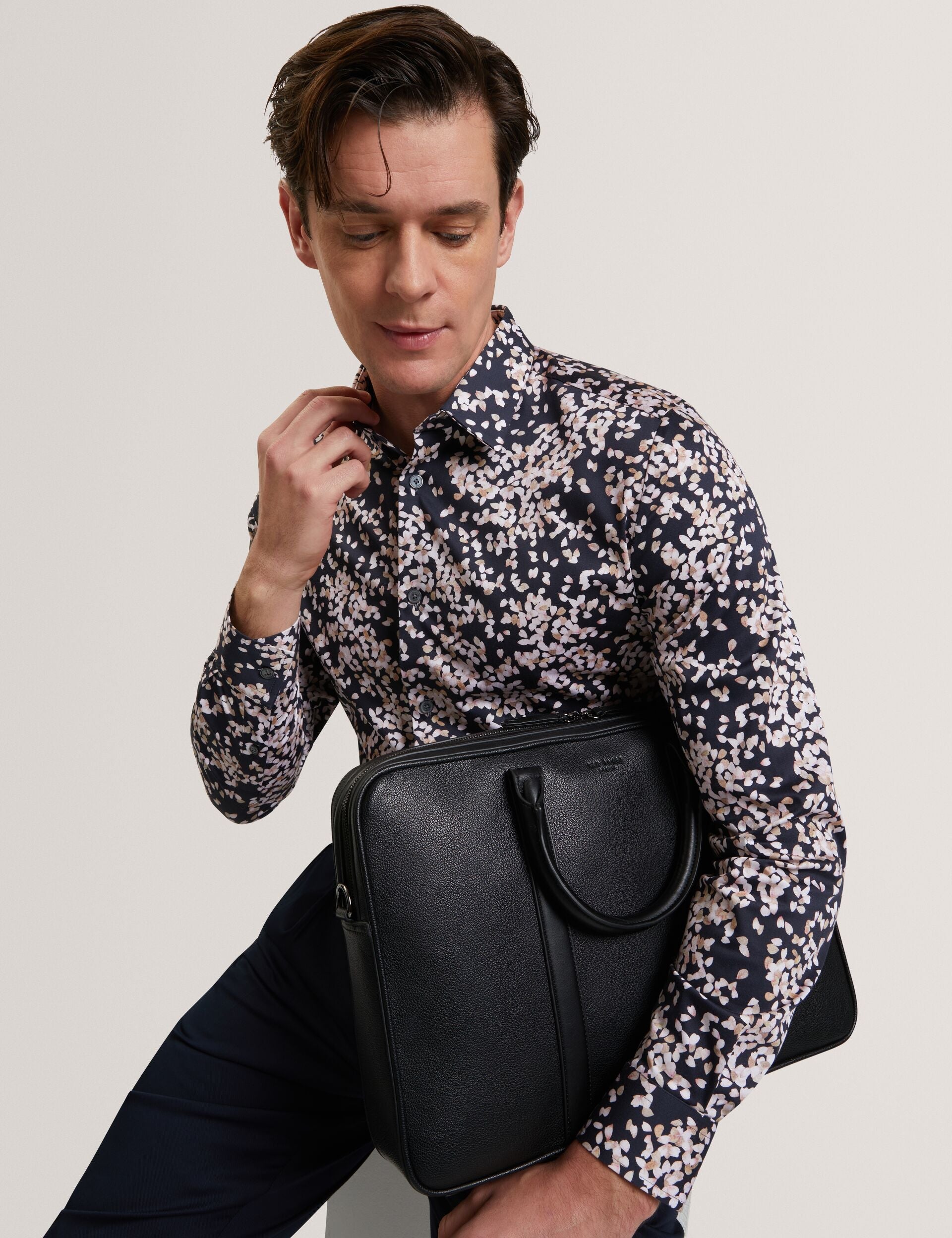 Men JACIEL Scattered Petal Slim Long Sleeve Shirt - Ted Baker