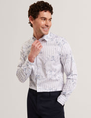 Men CIPHER Floral Stripe Cotton Long Sleeve Shirt - Ted Baker