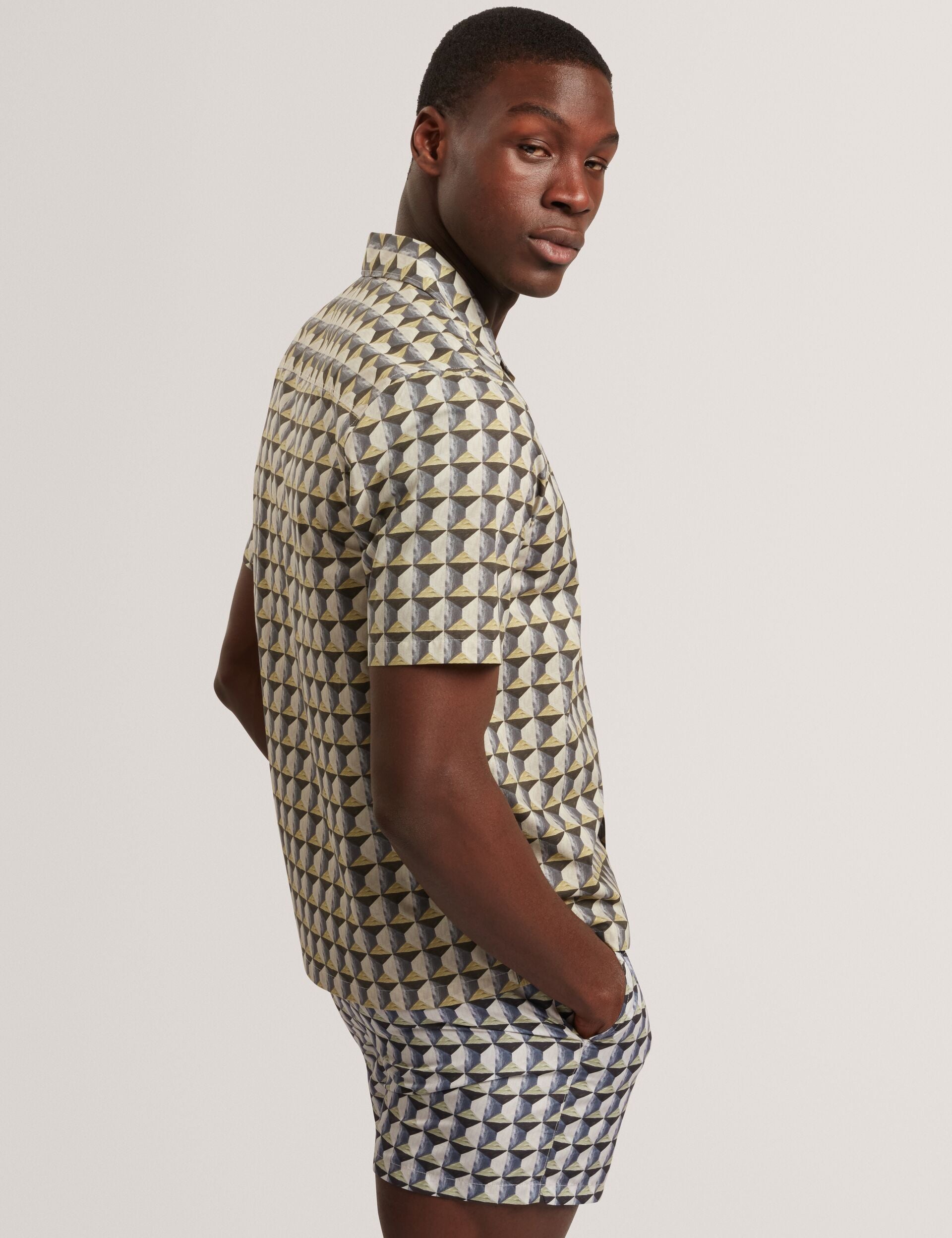 Men NAYELIN Relaxed Fit Painted Geo Print Shirt - Ted Baker