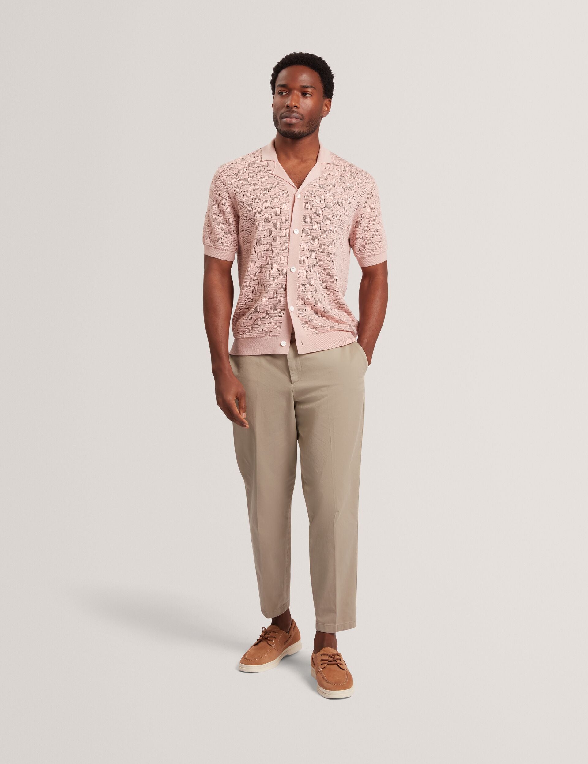 Men ROWWANN Basket Knit Silk Blend Short Sleeve Shirt - Ted Baker