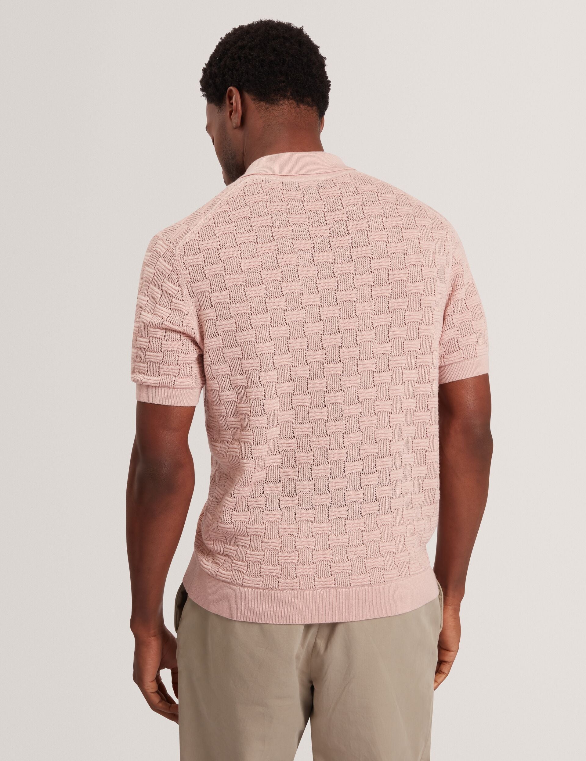 Men ROWWANN Basket Knit Silk Blend Short Sleeve Shirt - Ted Baker